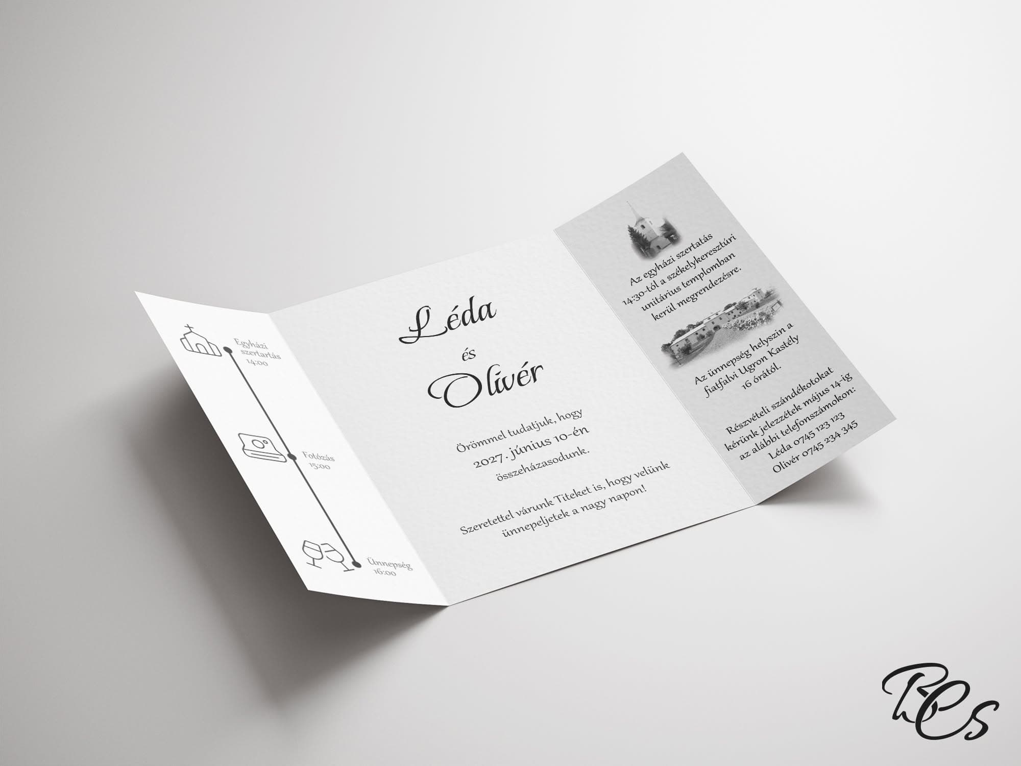 Tri-fold fotó-meghívó (spec) - Esküvői meghívó