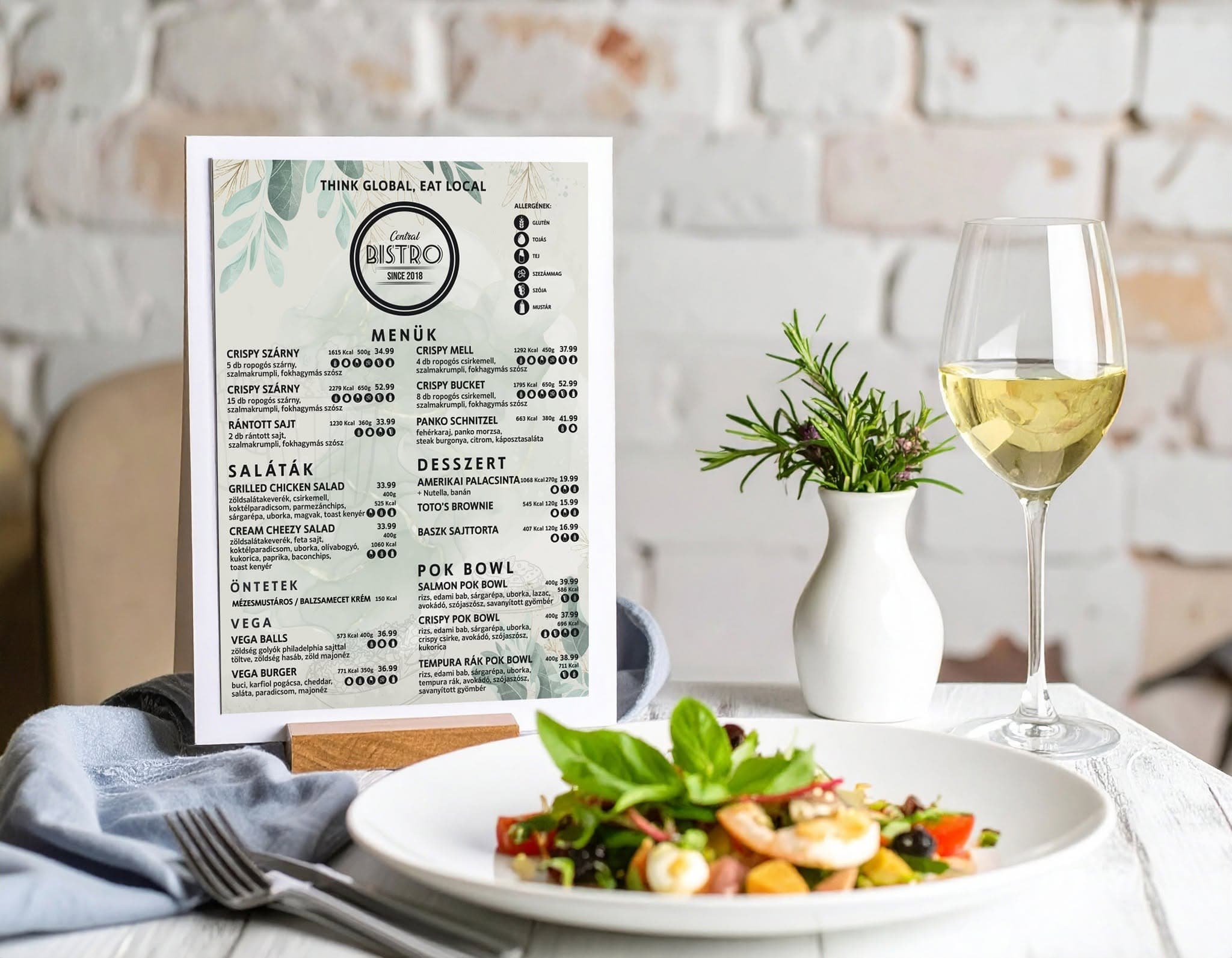 Central Bistro - Étlap-rendszer